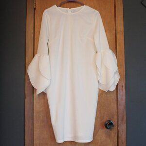 Women’s White Mini Dress with Ruffle Petal Sleeves